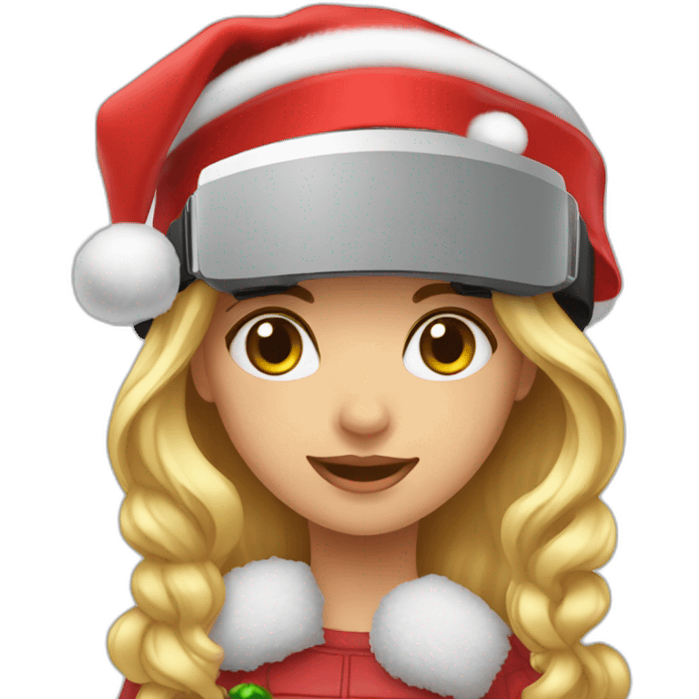 Christmas girl in front of vr headset emoji