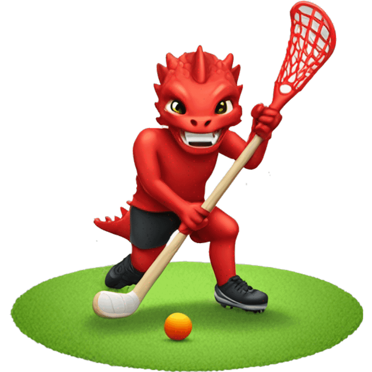 Red dragon playing field hockey emoji