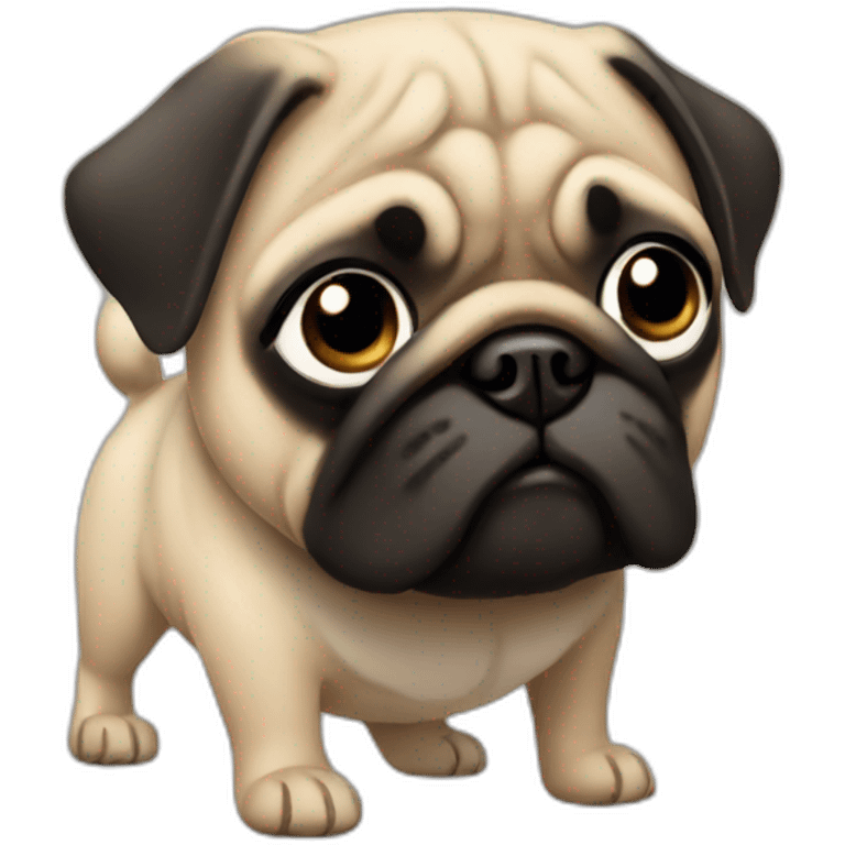 pug wearing a black t-shirt emoji