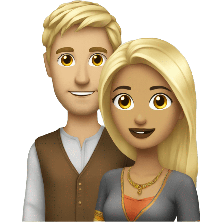 Pretty indian girl with hot blonde white guy emoji