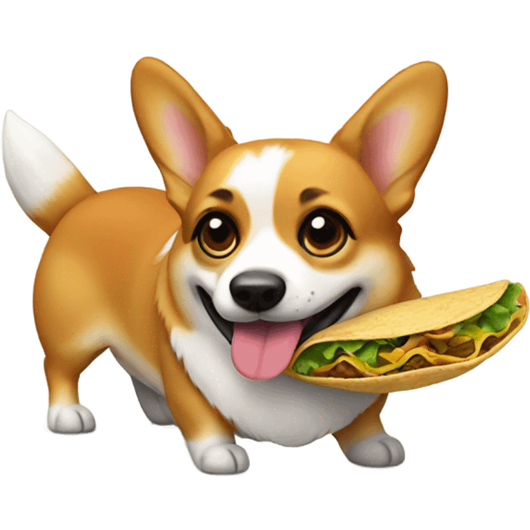 A corgi with a taco in its mouth  emoji