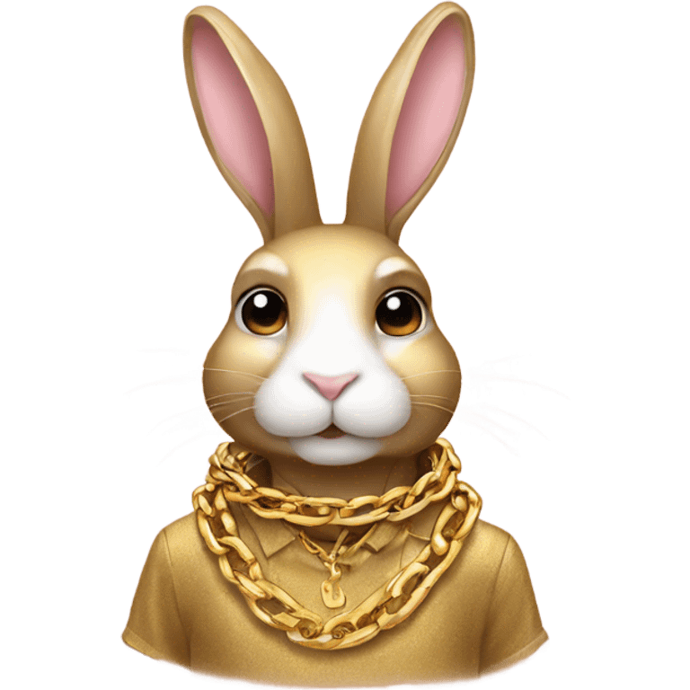 Bunny dressed in gold chain  emoji