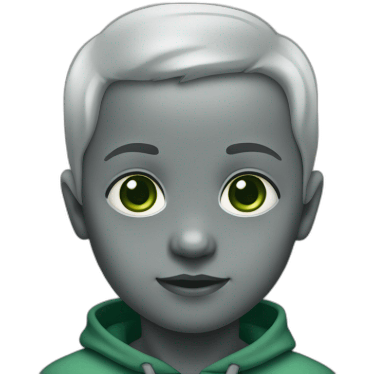 WhatsApp infant emoji with grey skin and green eyes without hairs on head emoji