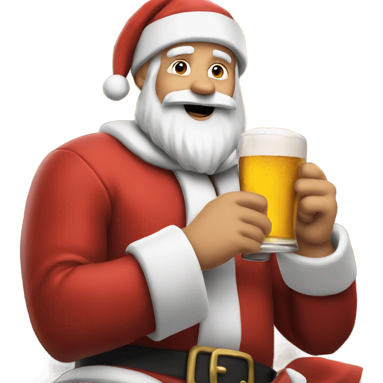 Santa drinking a beer emoji