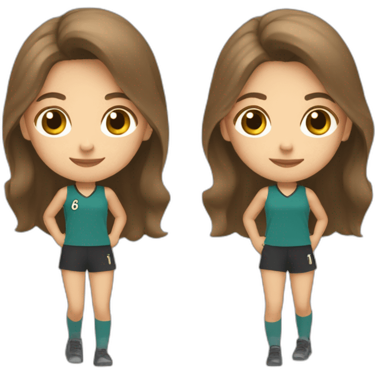 Full body caucasian girl with long Brown hair doing Cristiano Ronaldo siu celebration emoji