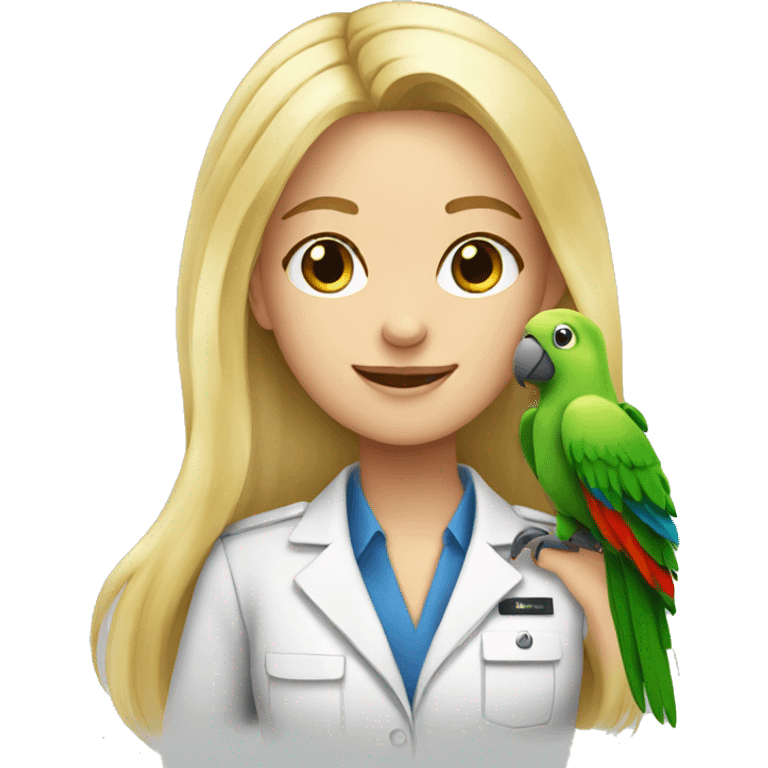 Vet blond long hair girl with parrot emoji