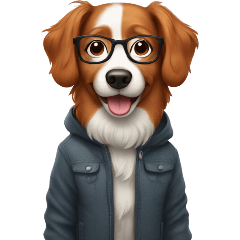 Dog character with red hair and glasses  emoji