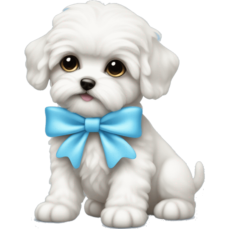 schichon puppy with baby blue bow emoji