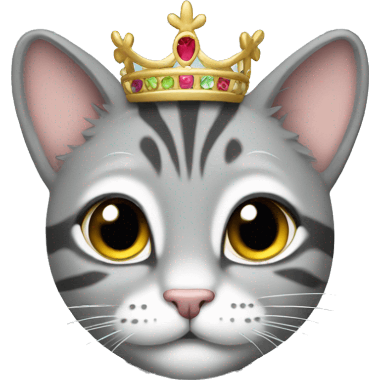 Gray tabby with tiara  emoji