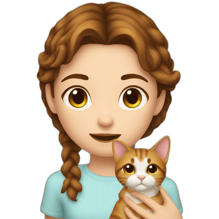 cat licks short girl with shor brown hair and she has freckles emoji