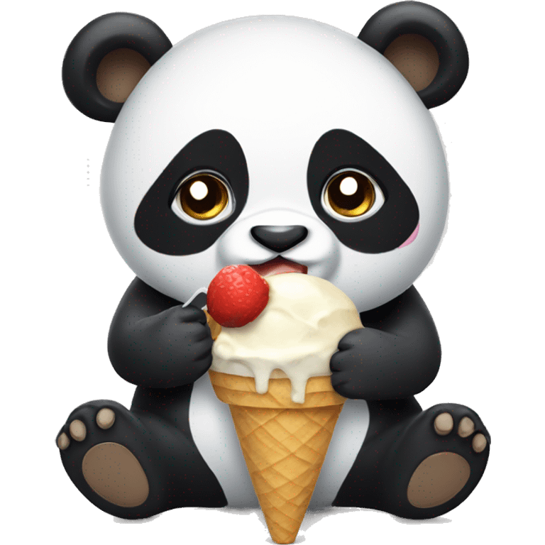 Panda eating ice cream emoji