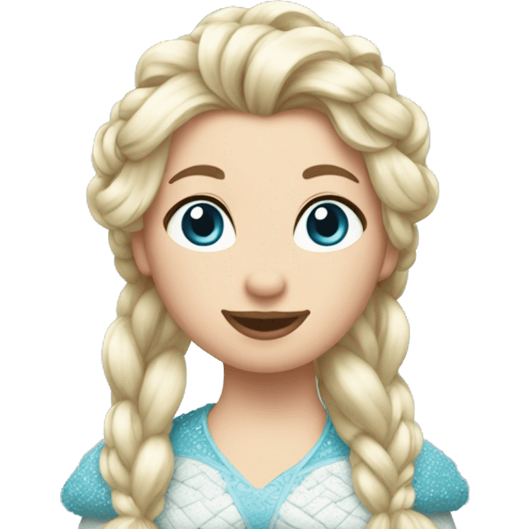 duck with hair like Elsa from frozen, white braids, blue eyes emoji