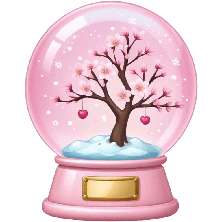 Pastel pink snow globe，Cherry blossom，flash emoji