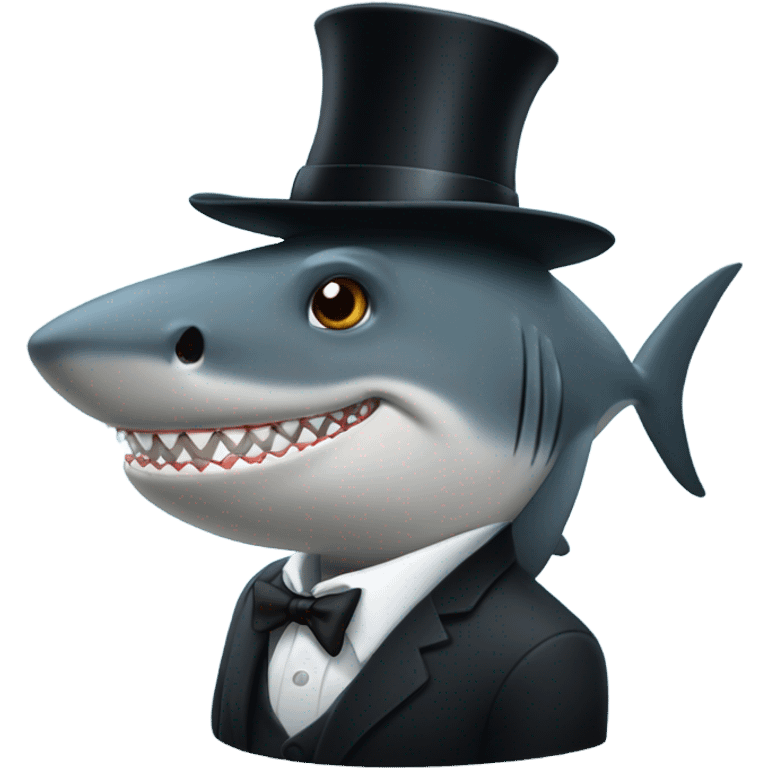 Shark with a top hat emoji