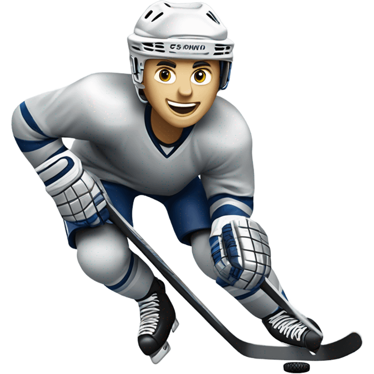 hockey player made of silver emoji