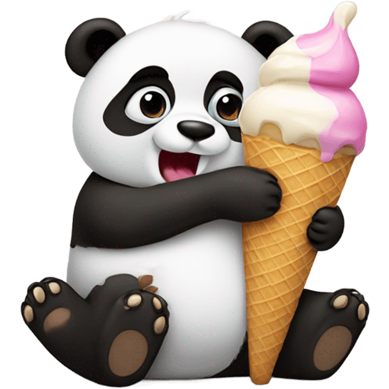 Panda eating ice cream emoji