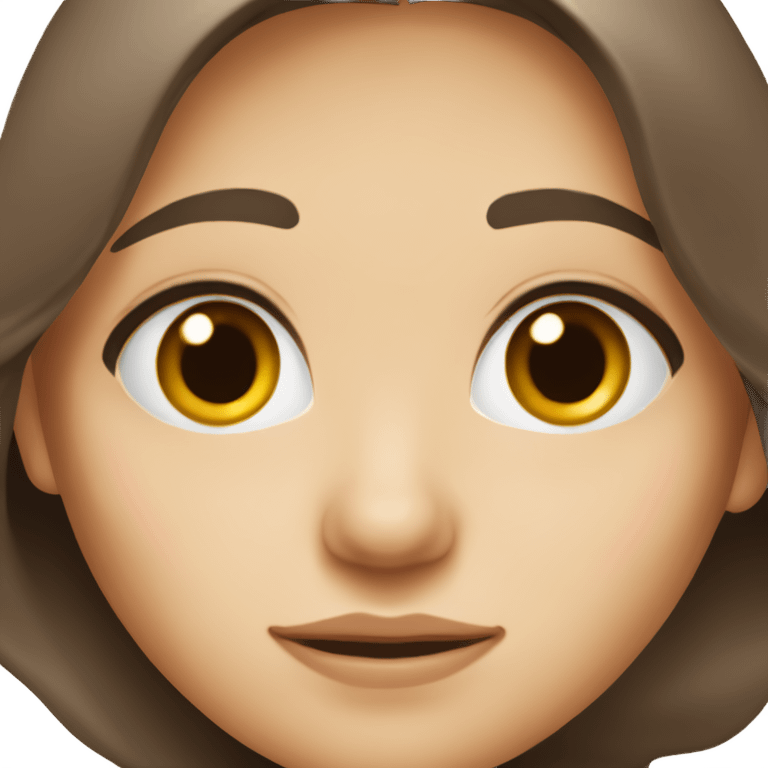 a brunette girl with brown eyes and fair skin, long hair and a mole above her lip emoji