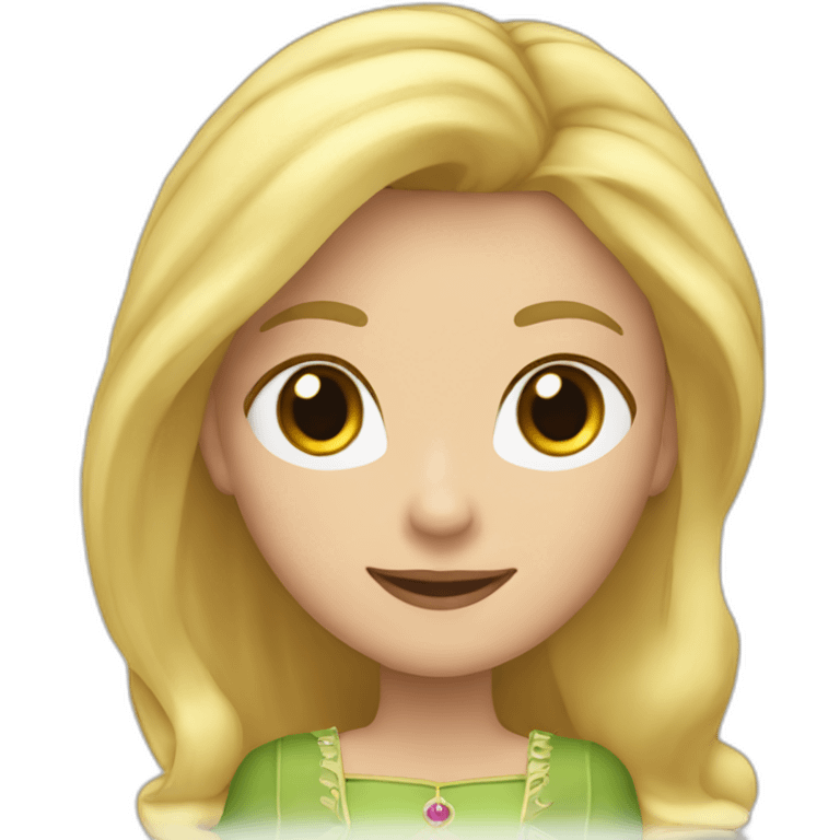 rapuncel princesa rubia con pelo súper largo y liso emoji