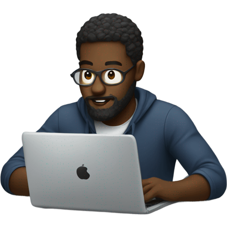 A black dude with a beard working on a laptop  emoji