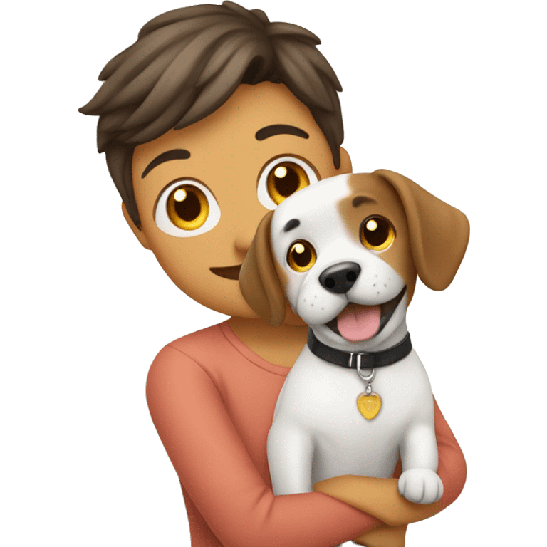 Cute dog with owner emoji