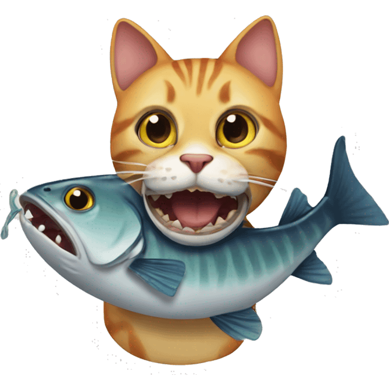 fish eating cat. emoji