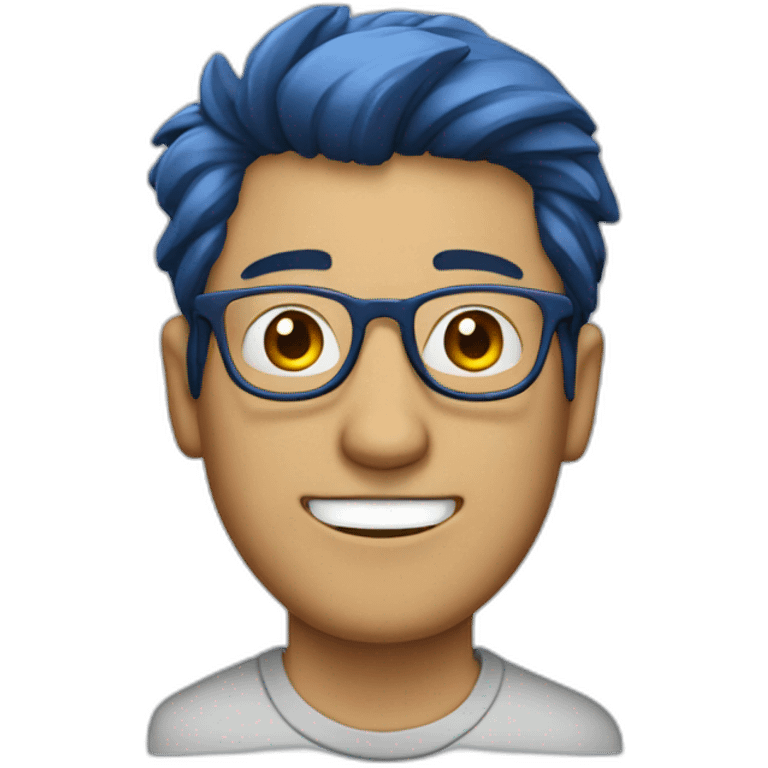 A man with a dark blue hair and wearing glasses  emoji