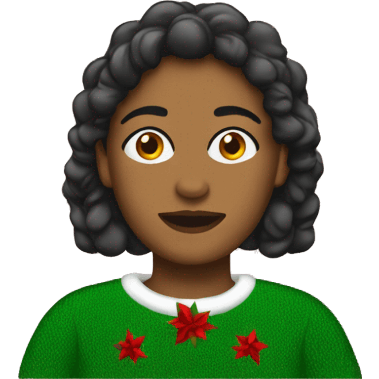 Brown woman ugly sweater christmas emoji