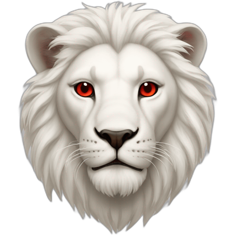 White lion with red eyes emoji