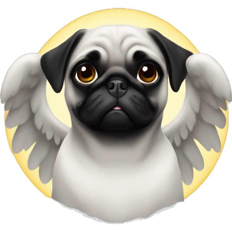 Black colored pug angel  emoji