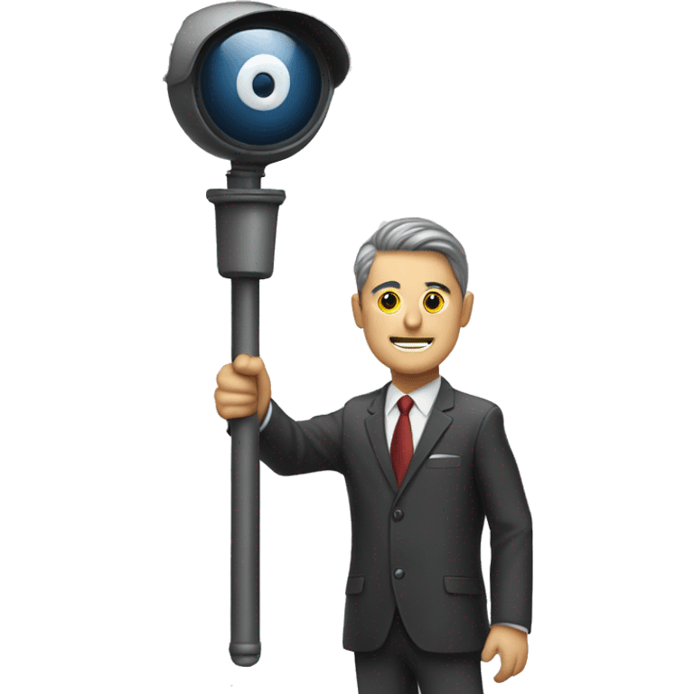 Person with cctv head in a suit holding a plunger emoji