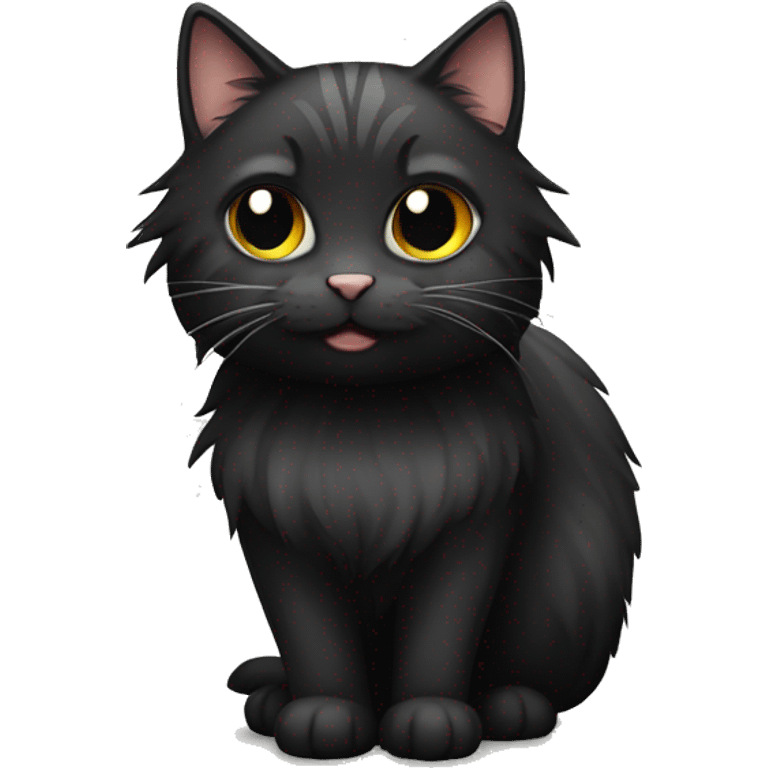 a long haired tabby cat and black cat emoji