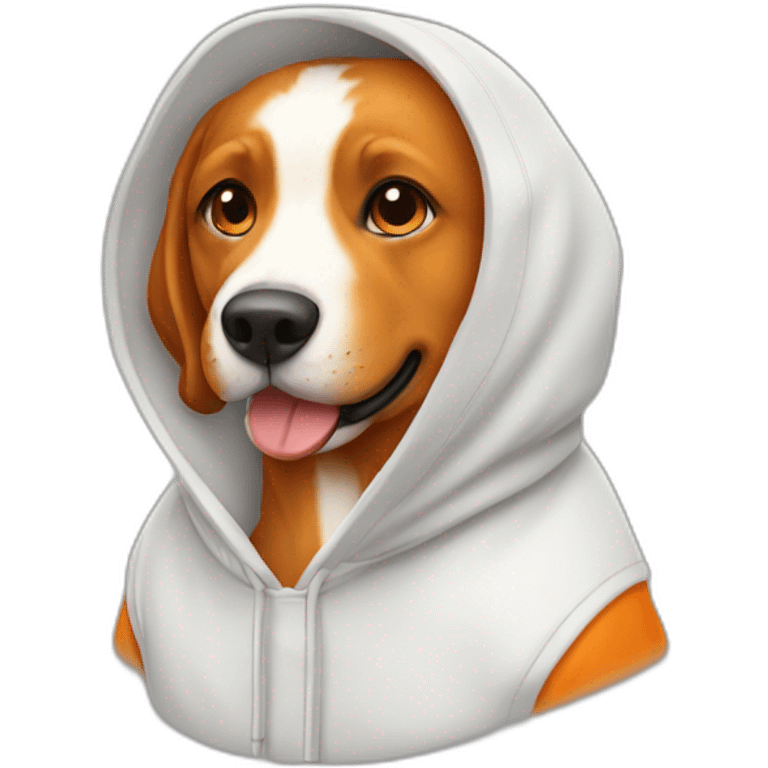 Perro con sudadera naranja emoji