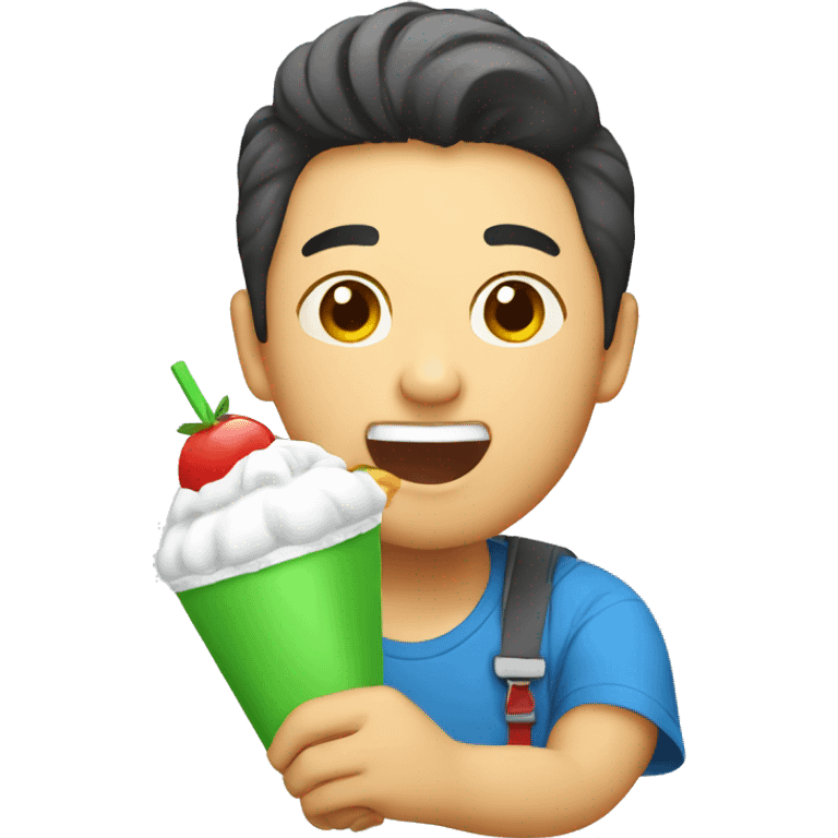 asian guy eating italian ice emoji