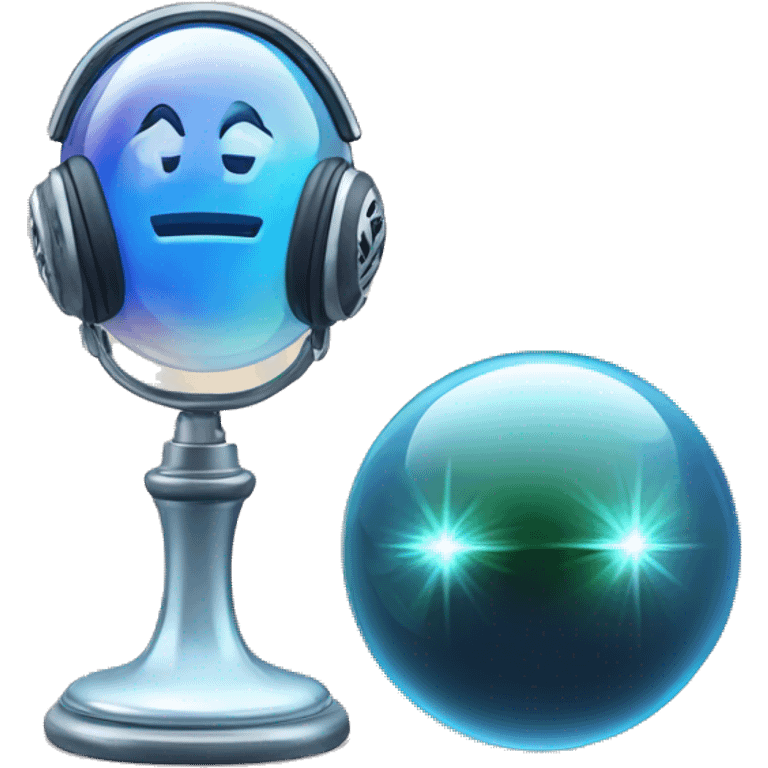 crystal ball with a microphone inside and a headphone outside emoji