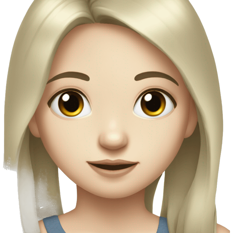 portrait of a girl with necklace dark hair and pale skin emoji