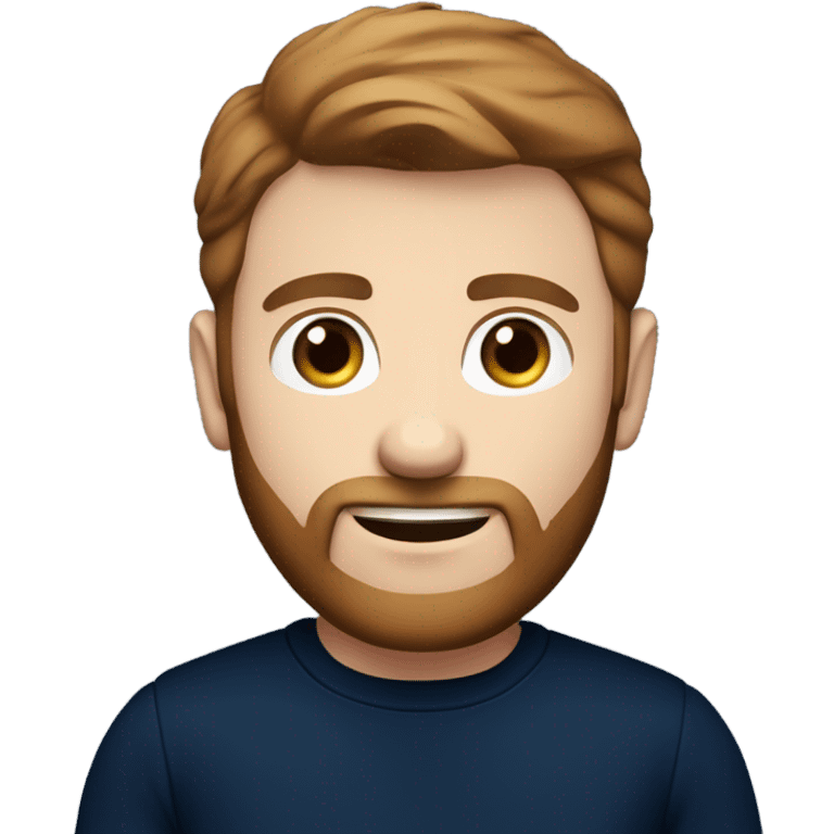 irish man blue eyes, brown short hair and short beard, wearing a smart navy blue jumper. torso emoji