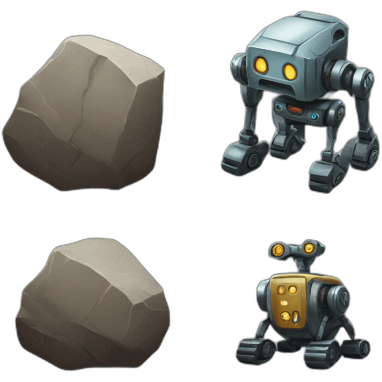 rocks and robot emoji