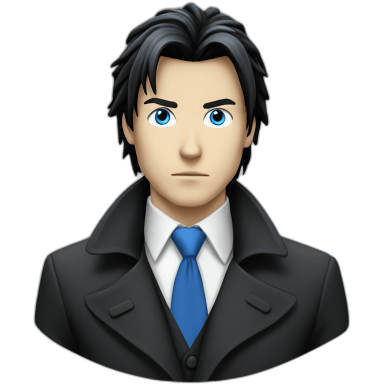 blue-eyes-man-with-hair-like-Death-Note-dressed-in-a-coat-with-tie-black-hair emoji