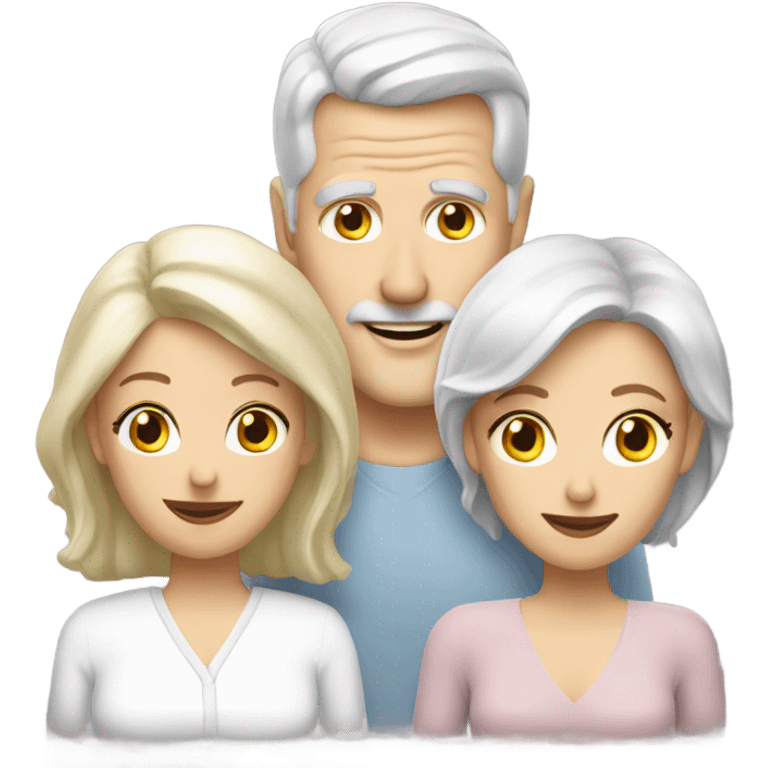 White man with grey hair with two white blonde wives emoji