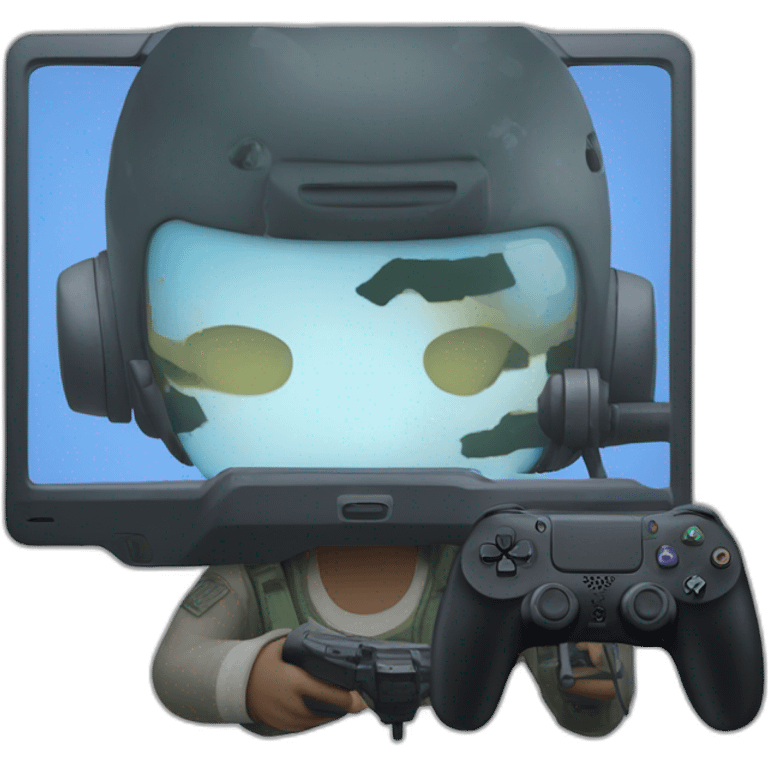 Kid playing call of duty on PlayStation 5 emoji