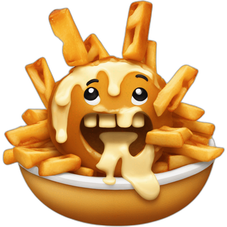 poutine eating a poutine with cheese emoji