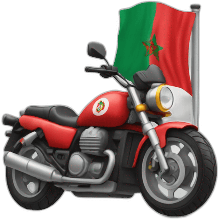 quelqu'un sur une moto avec le drapeau du Maroc derrière emoji