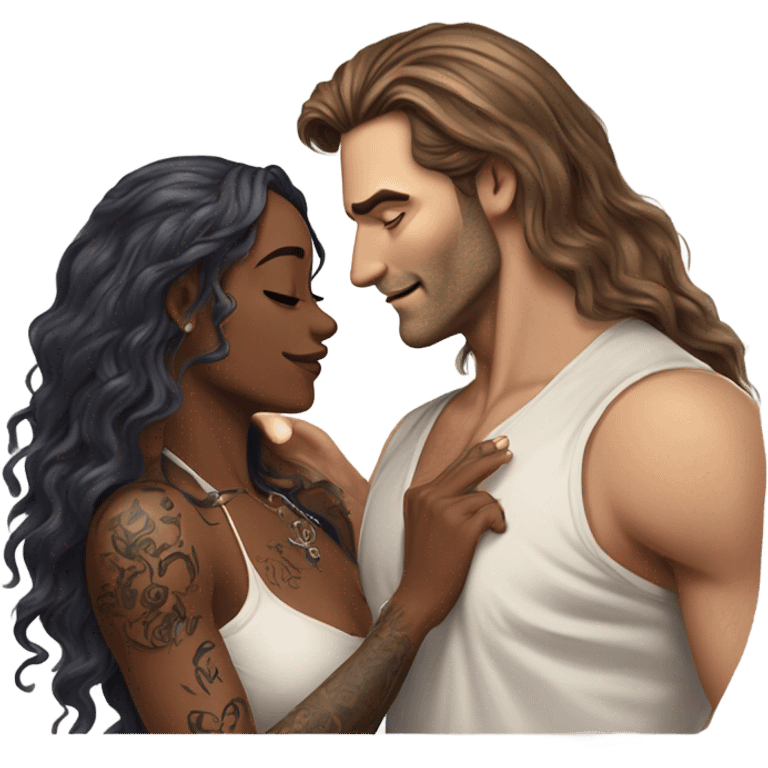 Photo Realistic beautiful woman slapping a very handsome tattooed man emoji