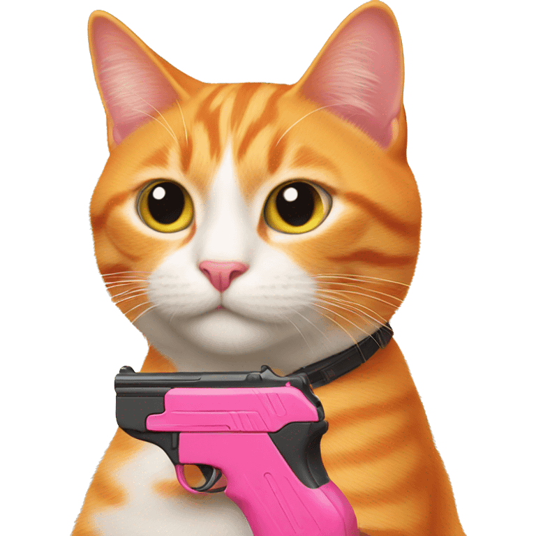 Orange cat with pink gun  emoji