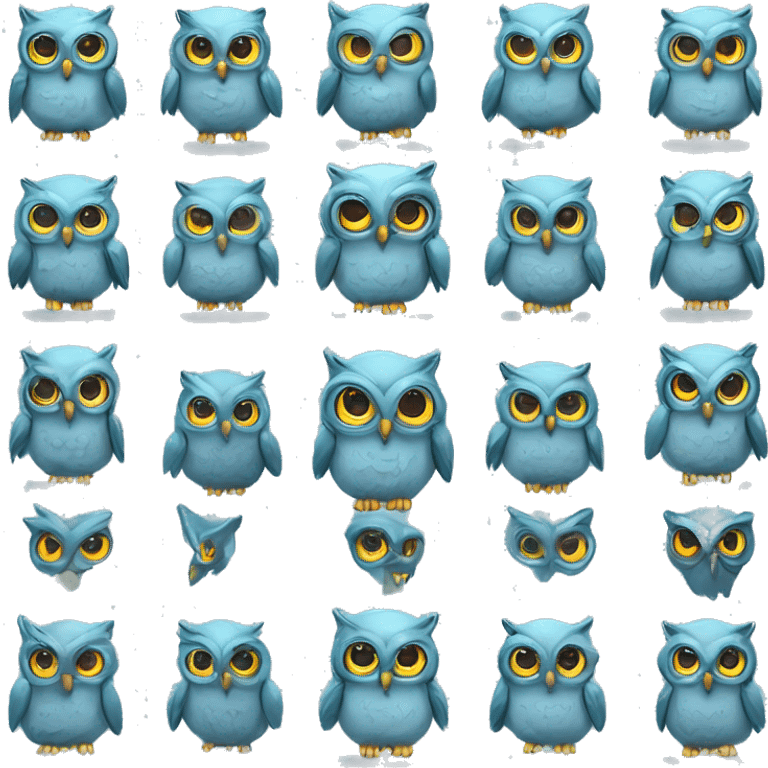 light blue owl cartoony and cyberpunk transparrent back round emoji