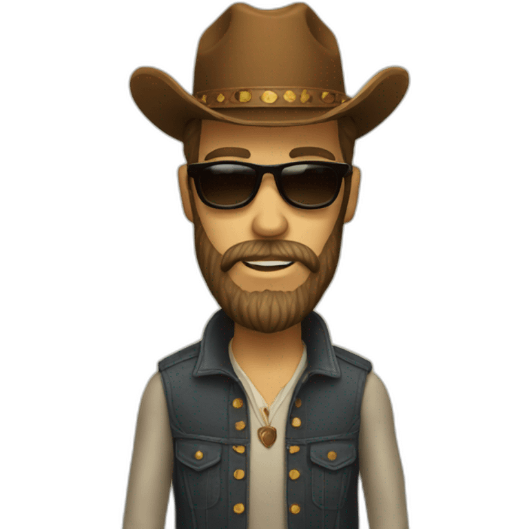 bearded man with cowboy hat and sunglasses emoji