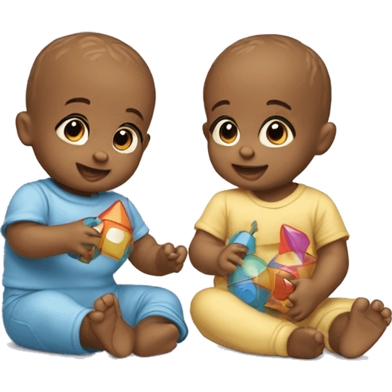 Baby twins playing with toys emoji