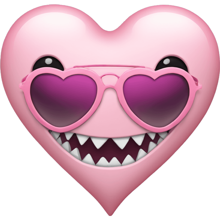 Light pink heart with shark teeth and sunglasses emoji