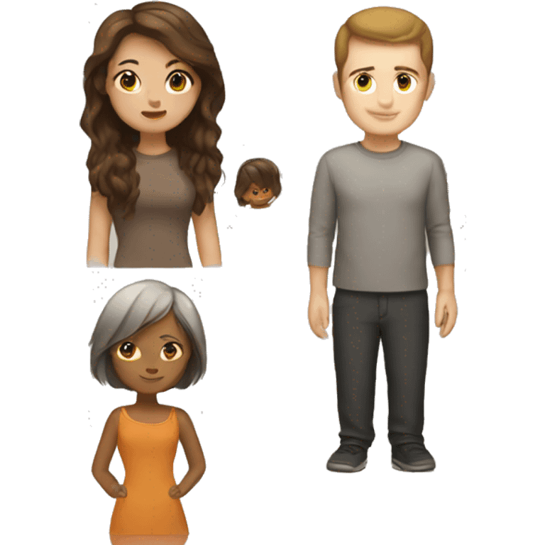 Brown haird asian girl with brown hair white guy emoji