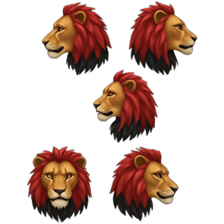 red and black lion emoji